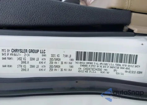 2014 Dodge Durango Citadel из США, поврежденный, VIN 1C4SDHET6EC443502